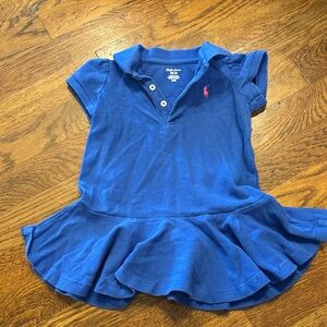 Ralph Lauren Kids Royal Blue Polo with Ruffle Hem 12 months
